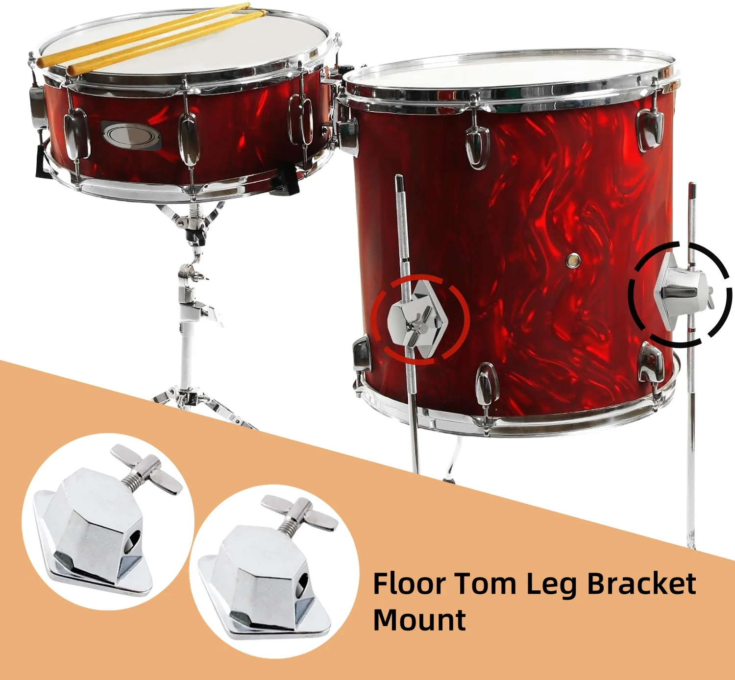 2 pçs piso tom tambor perna suporte de montagem substituição, tambor tom rack montagem titular para tom tambor conjunto kit peças instrumento musical