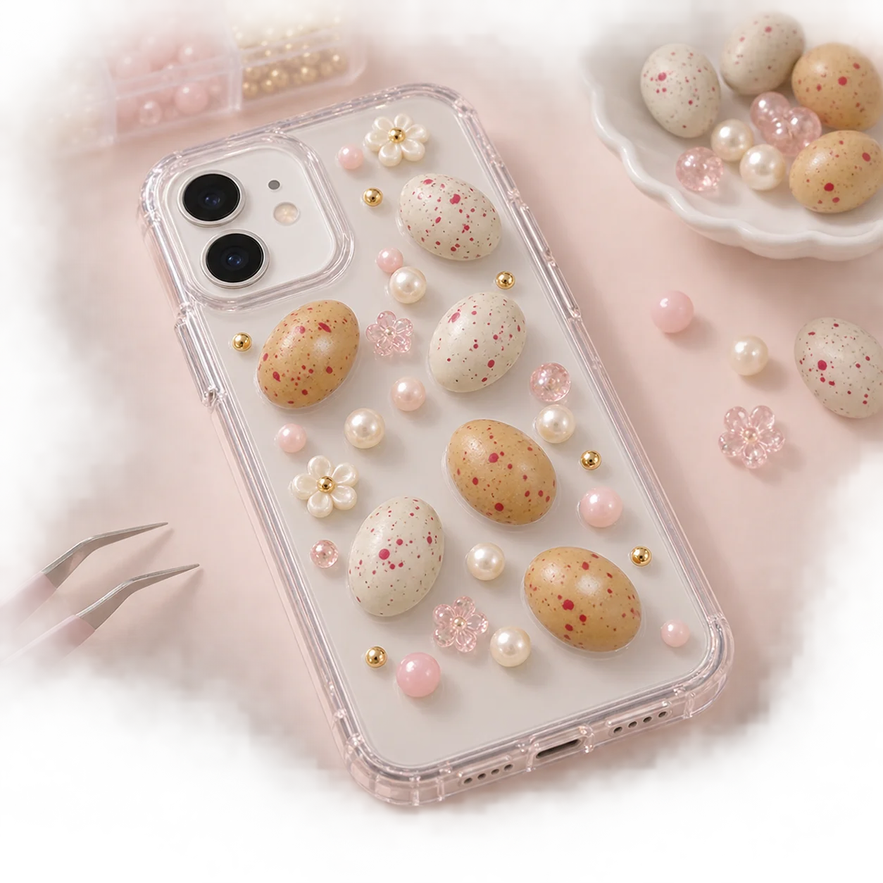 Pastoral Simulated Speckled Bird Egg Resin Figurine Imitation Egg DIY Accessory Farm Micro‑landscape Ornament