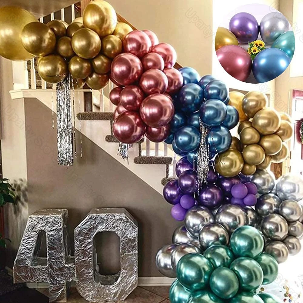 10/20/50 Stück Metallic-Geburtstagsballons Metall Blau Rot Chrom Silber Roségold Luftballons für Party Babyparty Hochzeitsdekorationen – Detail 4