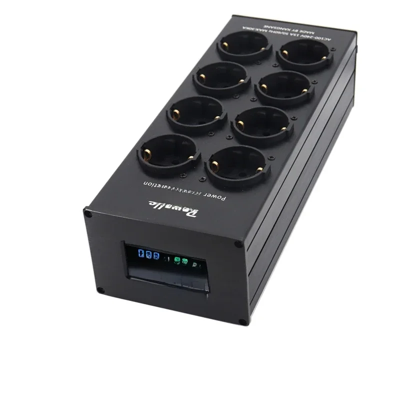 Pawalle tp80 prise de filtre de puissance prise ue en cuivre pur plaqué or avec réduction du bruit et prévention des surtensions