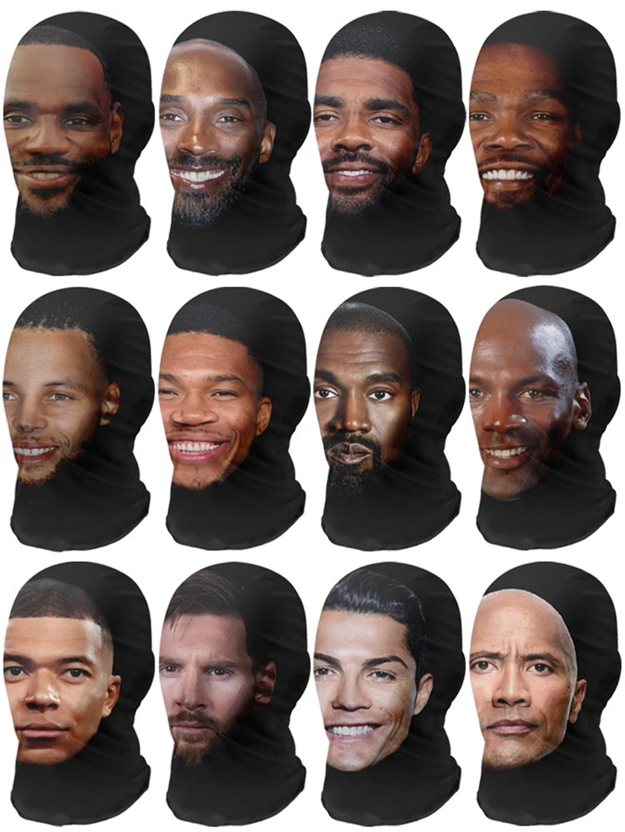 

Kobe Bryant LeBron James Shiest Mask Full Face Celebrity Lionel Messi Funny Cosplay Basketball player party Adult