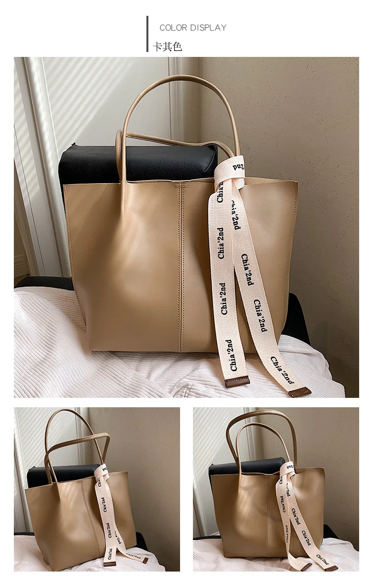 Retro texture bag women's 2023 autumn new fashion ribbon shoulder tote bag commuting large-capacity hand retro texture bag women