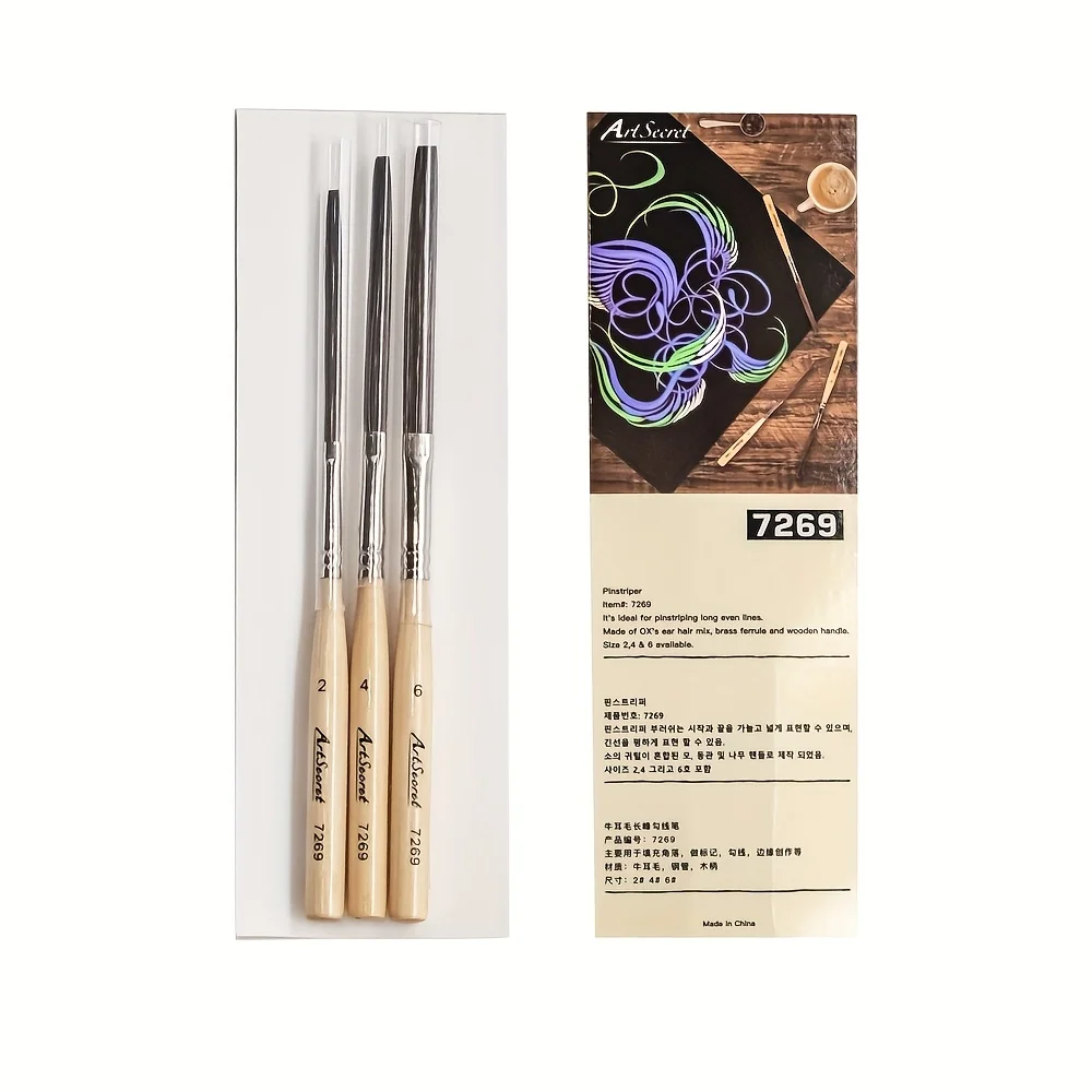 Ultra Long Hair Liner Paint Brushes Set Soft OX Ear Art Brush for Oil Watercolor Painting Flat Drawing Long Liner Brush