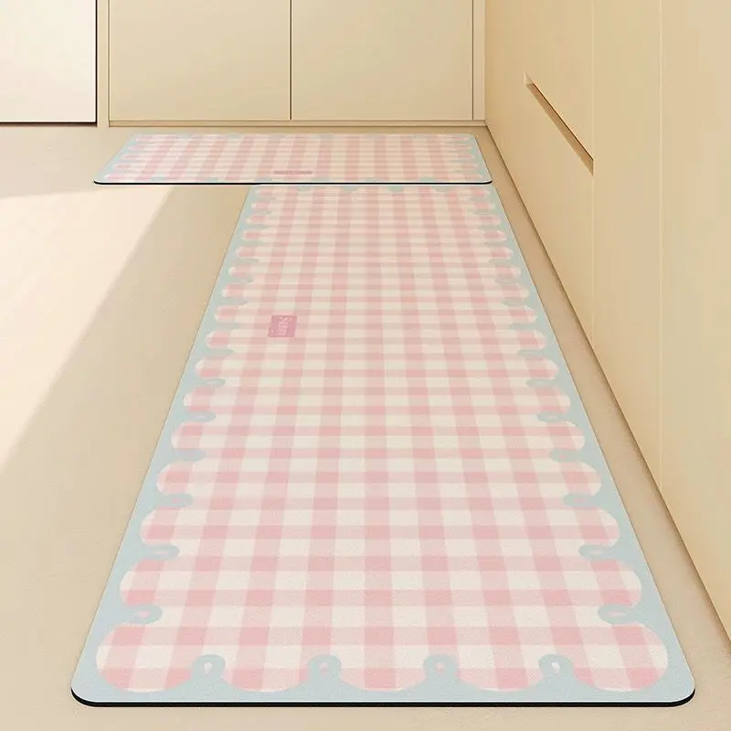 

Floor Mat for Kitchen Cute Style Colorful Carpet Waterproof Oil-proof Rug Pvc Leather Non-slip Mats Long Strip Decorative Rugs