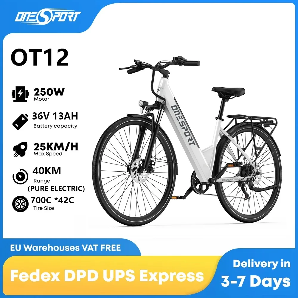 ONESPORT OT12 Erwachsenen-Elektrofahrrad für Stadtpendler, 250W 36V13AH, 700C*42C Reifen, Erwachsenen-E-Bike