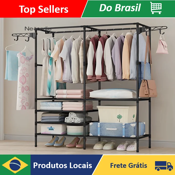 Portable Wardrobe Multi-functional Arara Unmontavel Clothes Hanger Hanger Shown Rack Organizer Rack-Neverdie Store