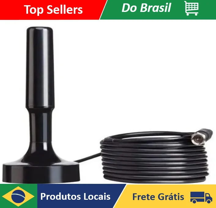 NEVERDIE STORE - Antena Digital Televisão Hd tv Interna Fio 4,3m Base Imã Uhf ENVIO RAPIDO PARA TODO O BRASIL