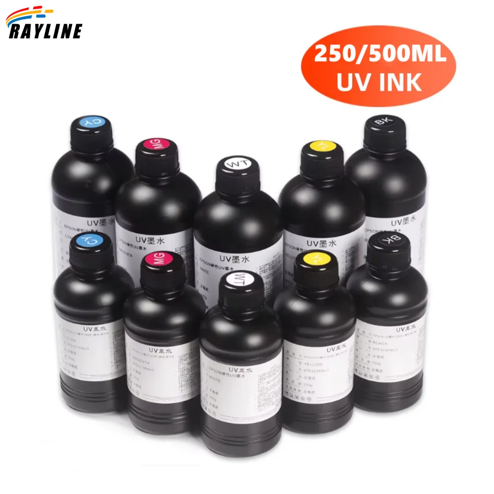 Inchiostro UV originale Epson CYMKW per R1390 R2000 R1900 T50 L805 L800 L1800 Per DX4 DX5 DX6 DX7 TX800 XP600 Testina di stampa Inchiostro duro/morbido