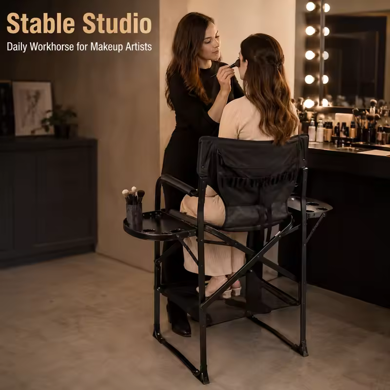 Wholesale Aluminum Folding Portable Upgraded Tall Director Makeup Artist Chair - Image 3