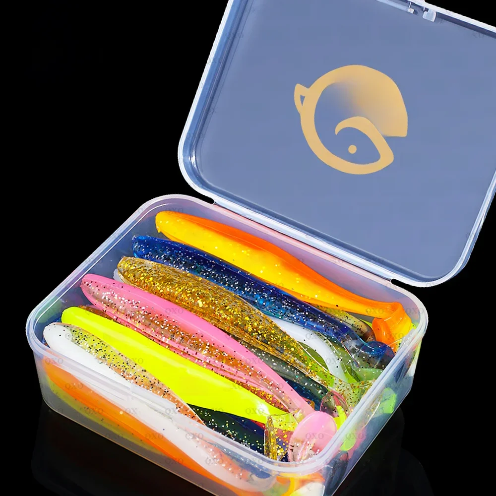 QXO pêche leurre souple ver avec boîte Silicone appât nageur Streamer pêche en mer cuillère leurre 7 cm 10 cm Wobbler ensemble