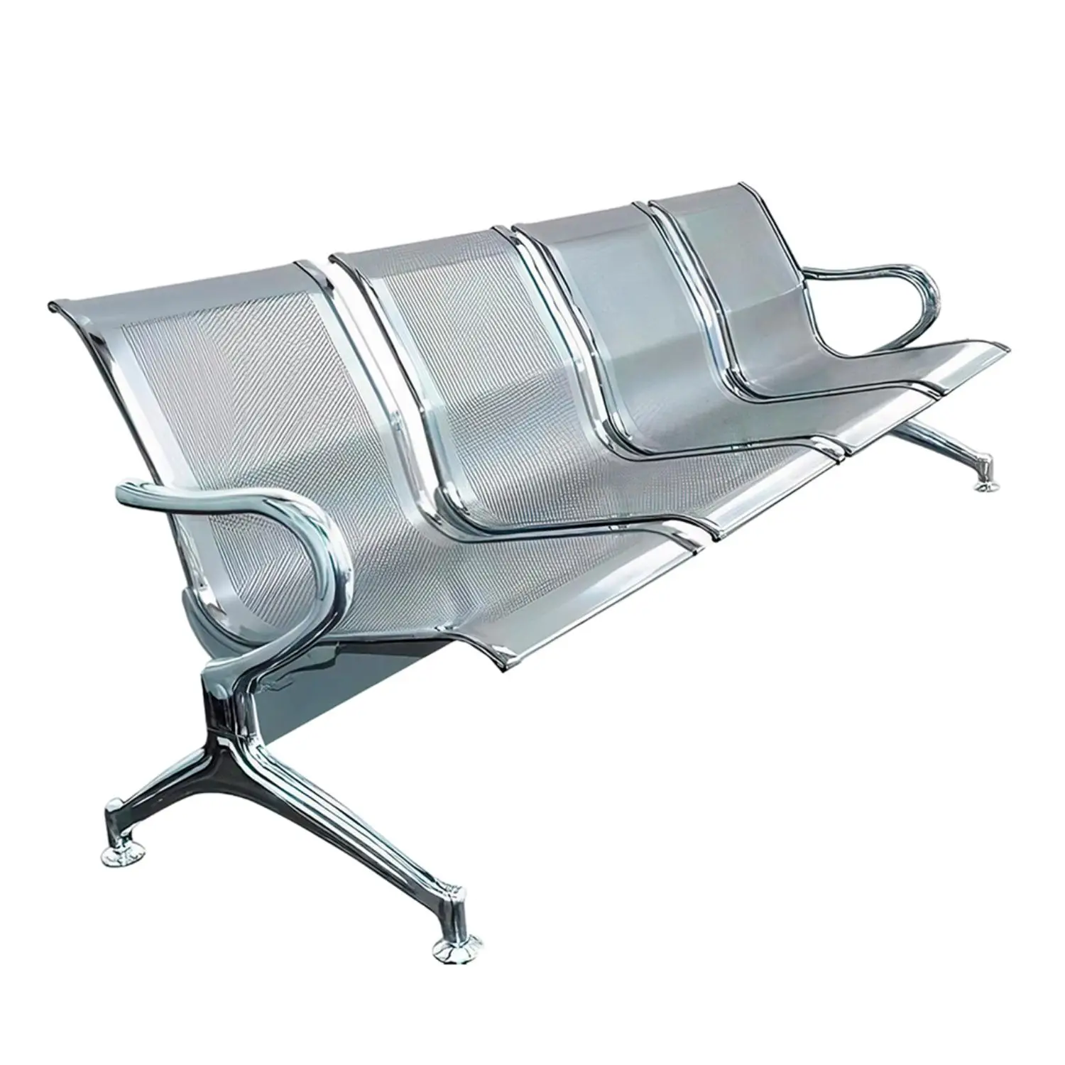 مقعد بلولاندر فولاذي ذو 4 مقاعد، مقعد لغرفة الانتظار، للاستقبال والمكاتب والمستشفى والبنك الخارجي #2