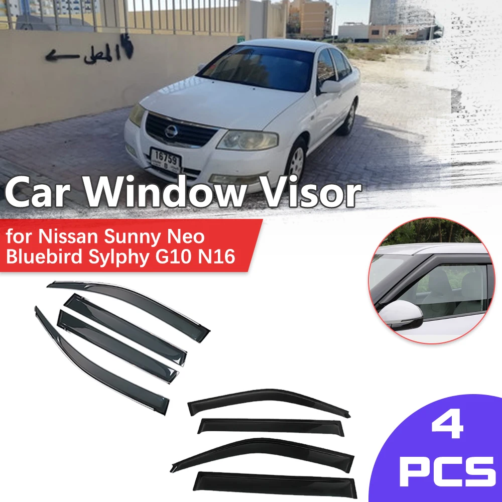 Window Visor for Nissan Sunny Neo Bluebird Sylphy G10 N16 2000~2012 Rain Eyebrow Shelter Vent Awning Deflector Guard Accessories