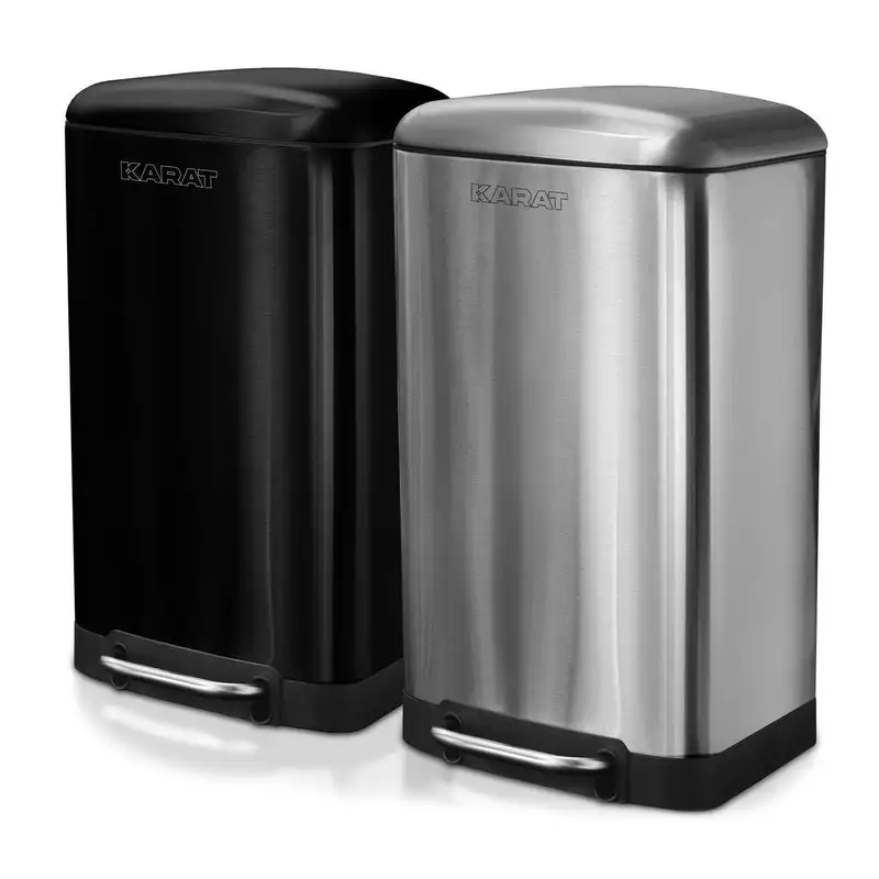 Mülleimer 30L Edelstahl, Treteimer mit Fußpedal, herausnehmbarer Inneneimer, leise Absenkautomatik, automatischer Deckel, rostfrei, Abfalleimer für Küche, Büro & Bad – Cubo