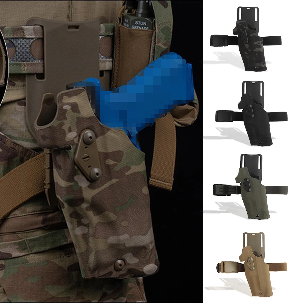 

6354DO Tactical Holster Compatible X300 Flashlight Holster QLS Quick Mount Adapter Drop Leg Strap Kit Hunting Airsoft Gear