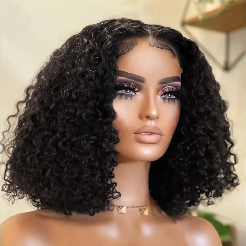 

Kinky Curly Short Bob Human Hair Wigs 13x4 Transparent Lace Front Wigs For Women Human Hair Remy 4x4 Closure Soft Bob Wig