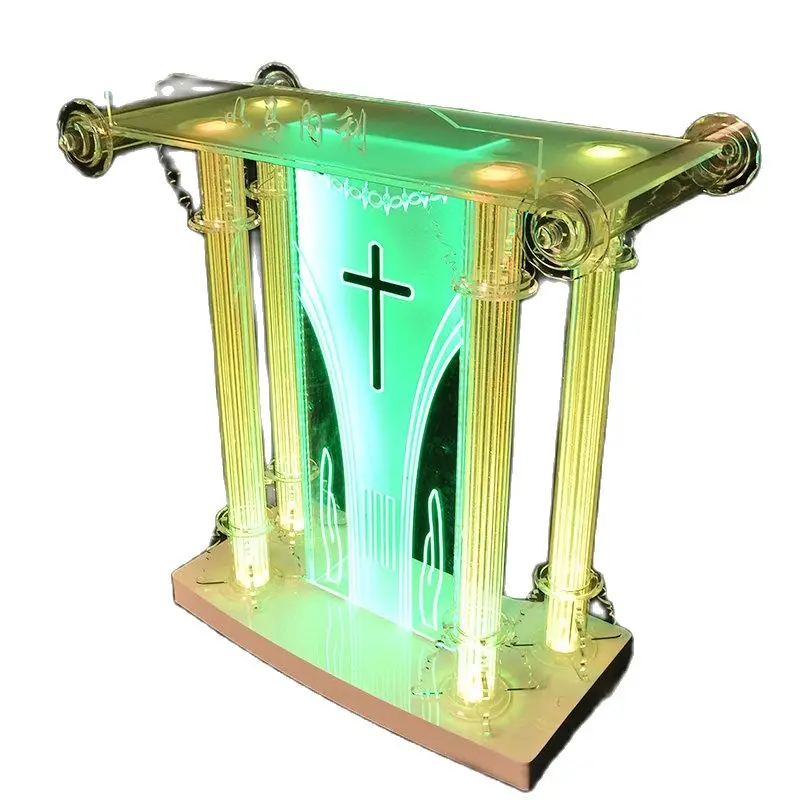 2024 Acrylic Lectern Illuminated Awards Ceremony Pulpit Modern Commercial Furniture General Use Plexiglass Podium Church Pulpit