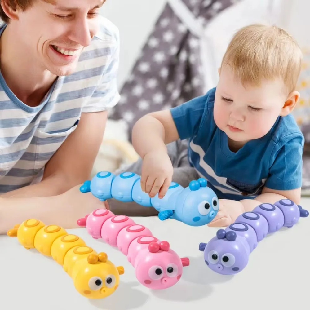 Colorful Animal Worm Wind Up Toys Crawling Rock Swing Interactive Play Toy for Babies Toddlers