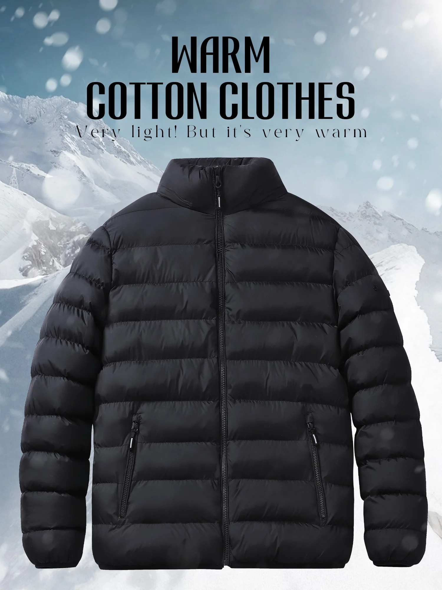 

Men's Warm Sports Cotton Coat Fashionable And Lightweight Stand Up Collar Cotton Jacket Windproof And Waterproof Sports Jacket