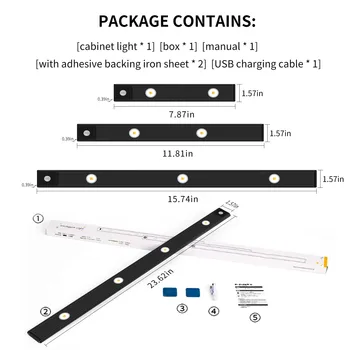 LED Ultra Thin Under Cabinet Lights Motion Sensor Night Light Wireless 3Color Dimmable…