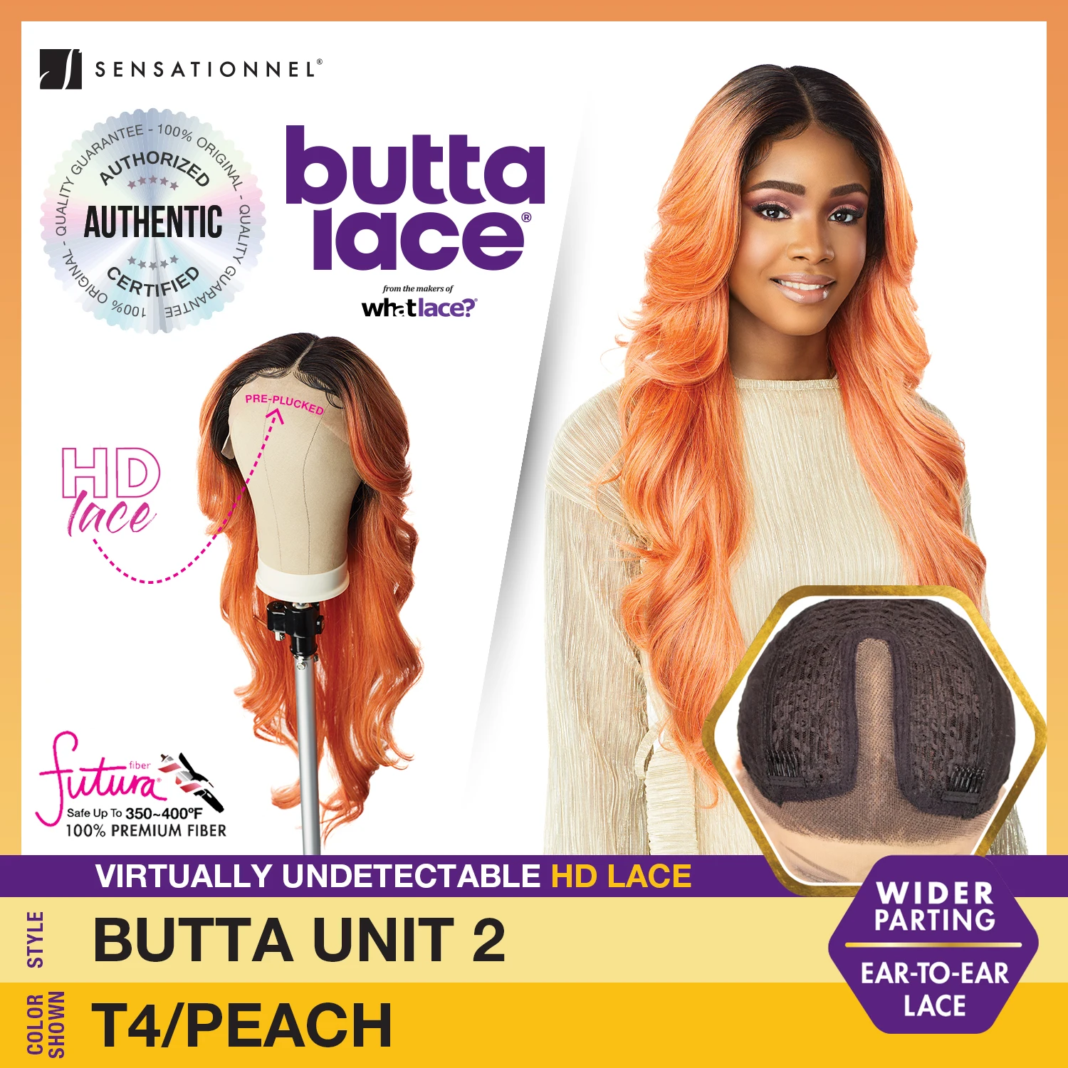 Sensationnel Butta Lace HD Lace Front Wig Unit 2 – Long, Pre-Plucked, Natural Look, Heat Safe