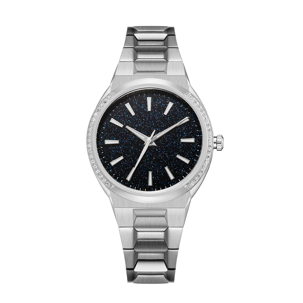 Montre Ultra fine en acier inoxydable pour femmes, sans Logo, étoile anti-poussière, lunette en diamant, mouvement suisse