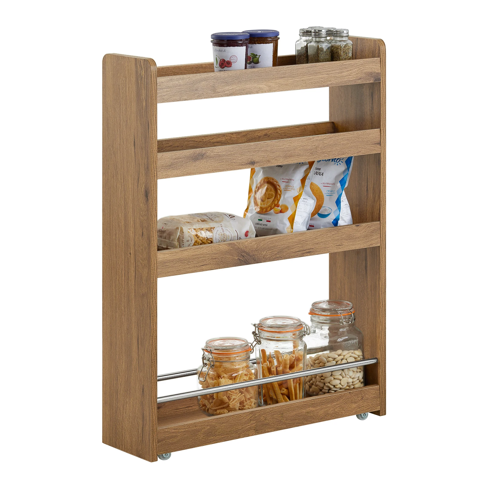 SoBuy NSR01 estante de nicho con estante de cocina de 4 pisos con carrito estante de baño de estante estrecho