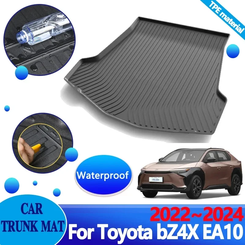 Car Trunk Floor Mats for Toyota bZ4X 2023 Accessories Subaru Solterra EA10 2022 2024 Waterproof Carpet Storage Pad TPE Material