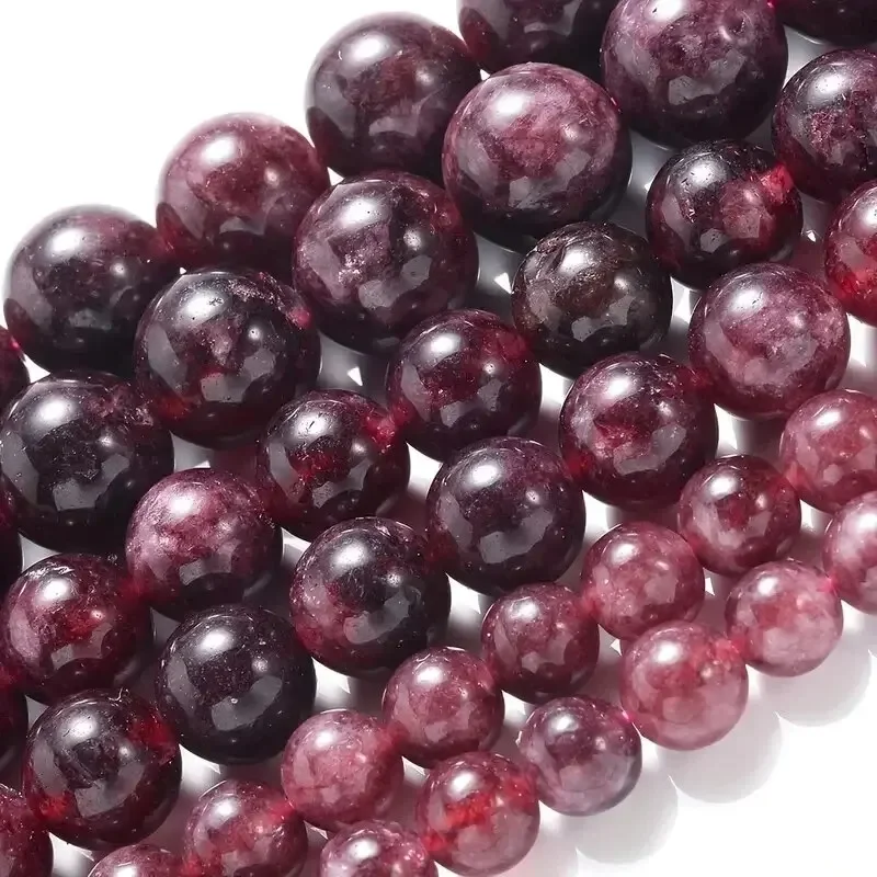 Perles rondes en pierre de grenat rouge naturel, perles d'espacement amples pour la fabrication de bijoux, accessoires de breloques pour bracelets et colliers, 6/8/10mm