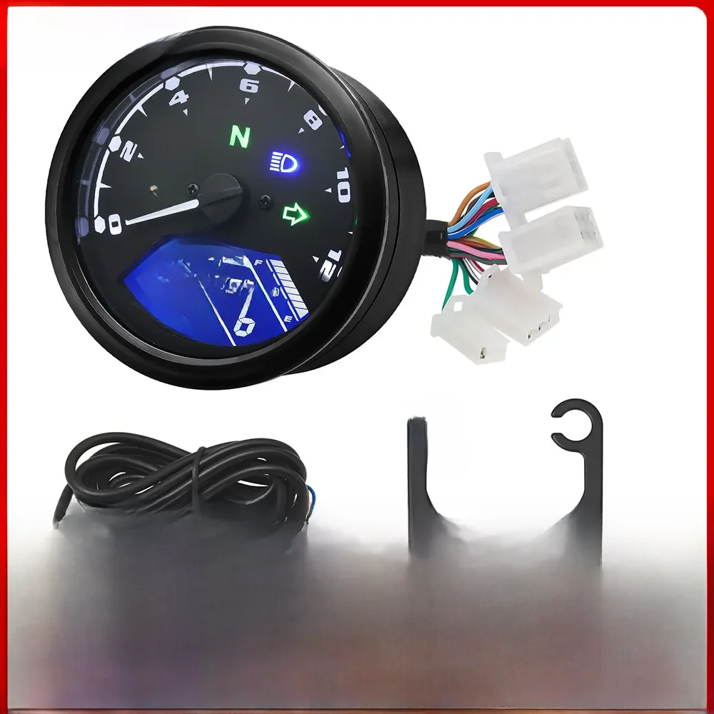 AD nouveau moto universelle 12000RMP LCD compteur de vitesse odomètre tachymètre 1-4 cylindres moto jauge moto tableau de bord numérique