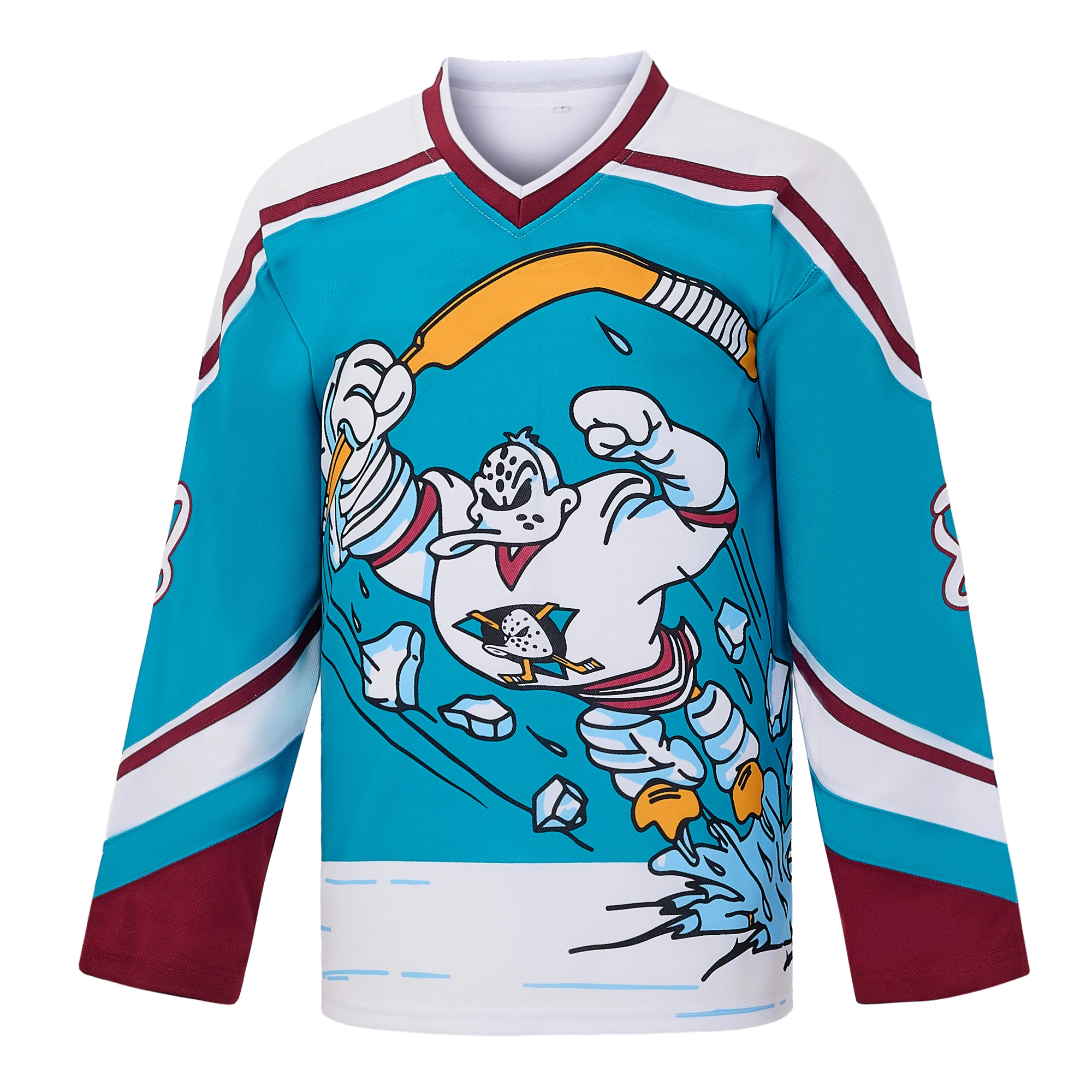 Men's #8 SELANNE 'Breaking The Ice' Hockey Jersey, Letter Embroidered Leisure Cartoon Graphic Long Sleeve Hockey Uniforms