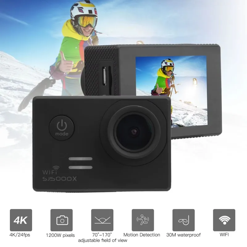 SJ5000X Elite SJCAM 4K Action Camera , Gyroscope Stabilization,170° Wide Angle Lens,Waterproof Sports Camera Bicycle Helmet