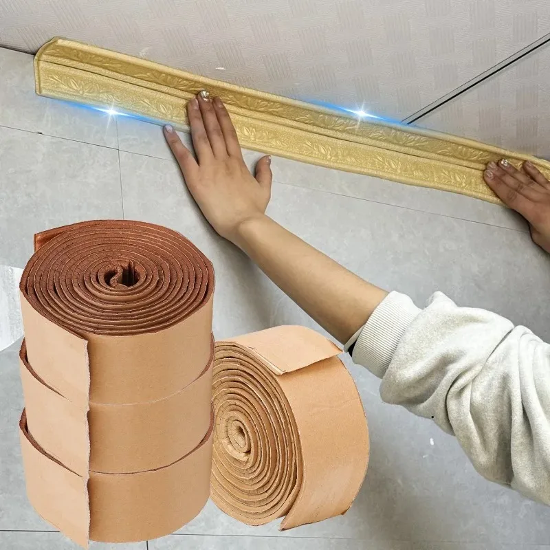 1PC 230x8cm 3D Foam Wall Edge Strip Stickers Self Adhesive Baseboard Wallpaper Border Wall Sticker Bedroom Home Wall Decorations