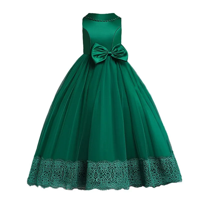 Crianças vestidos para meninas adolescente dama de honra elegante princesa casamento vestido de renda festa formal wear 8 10 12 14 anos c27153