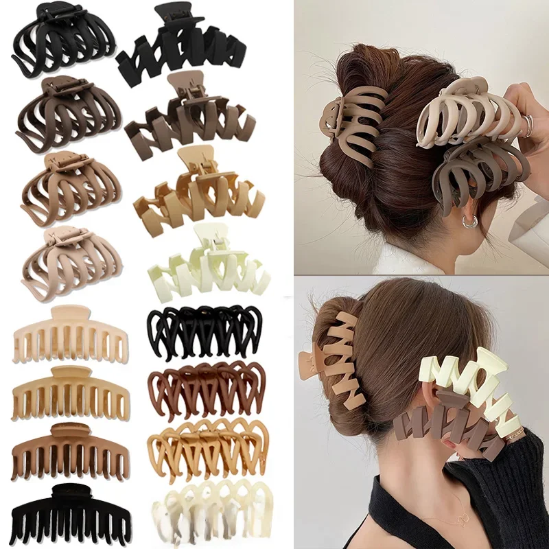 Pinces à cheveux à café neutre coréen, grandes griffes pour cheveux épais, accessoires de coiffure pour femmes, mode Ins, épingles à cheveux en plastique, cadeaux