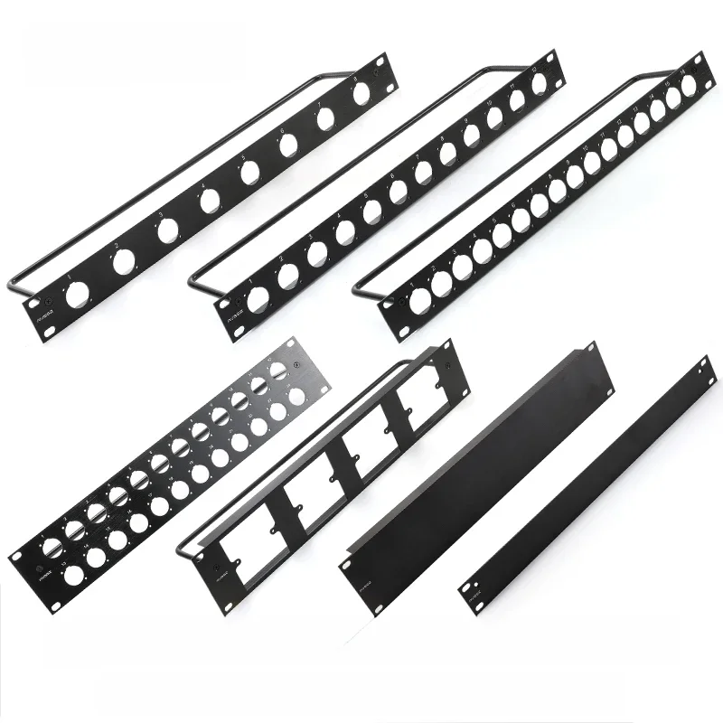 AVSSZ panneau de brassage d'armoire 19 "8 12 16 24 canaux 1U 2U plaque aveugle vierge convient au connecteur de prise de haut-parleur réseau XLR RJ45 de type D