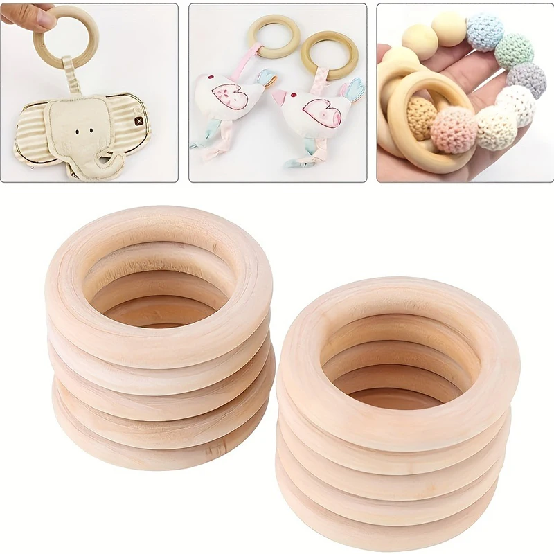 Unfinished Wooden Rings 30-120MM Premium Nature Wooden Rings Set for Macrame DIY Crafts Wood Hoops Ornaments Jewelry Making