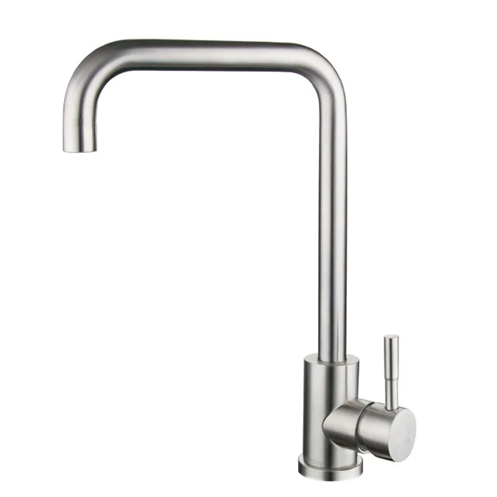 Torneira da cozinha 304 de aço inoxidável único punho torneira da pia torneira misturadora fria e