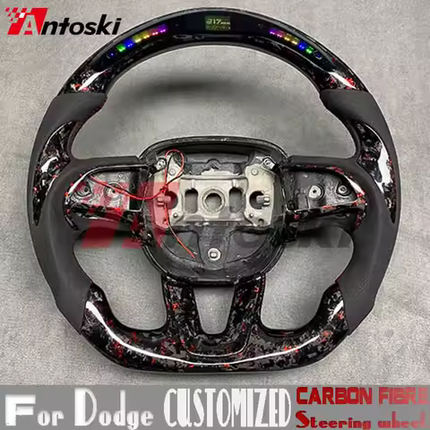 For Dodge Challenger Charger SRT HELLCAT 2015-2022 Customized Carbon Fiber Steering Wheel LED Display Sport Style