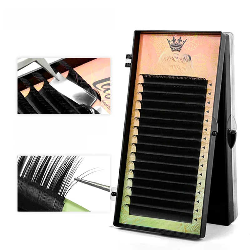 Haute qualité 16 rangées 8-18mm longueur Faux cils de vison cils individuels Extension de cils doux Faux cils