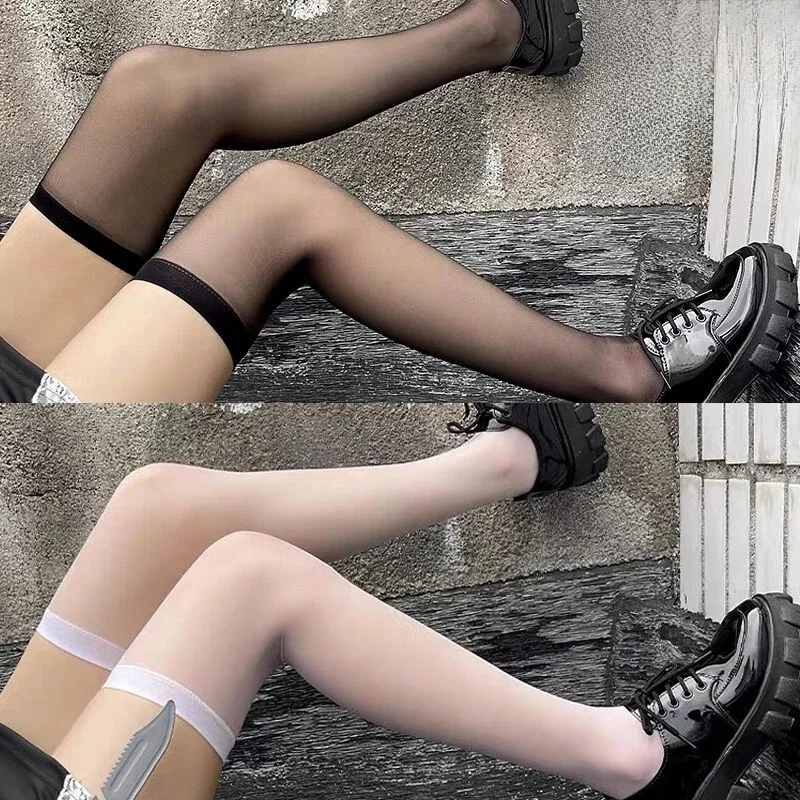 Sweet Thin Lace Stockings Women Transparent Lolita Thigh High Long Socks Gothic Punk Girls Sexy Nylon Legging Cosplay Half Sock