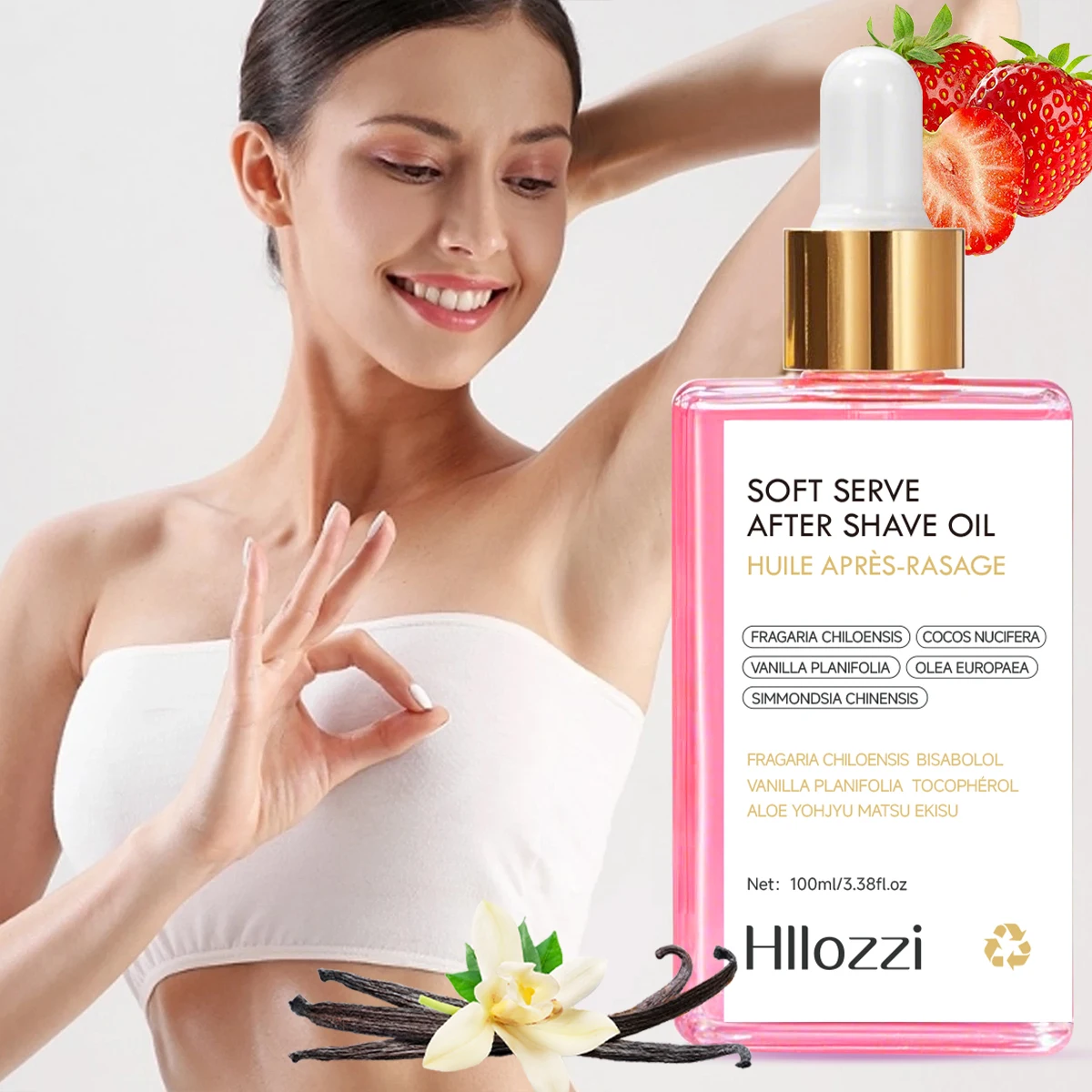 Aceite para después del afeitado de fresa y vainilla, deja suavemente la piel, suave, hidratante y suave, cuidado de la piel, aceite de afeitar para mujer