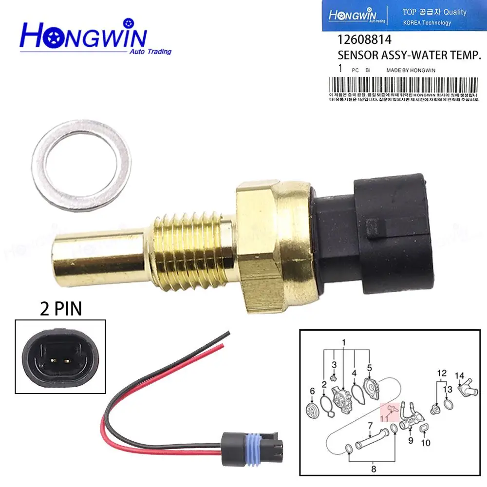 12608814 Water Temperature Sensor & Wire Connector For Buick Lucerne Rainier Cadillac Escalade Chevrolet Avalanche 8153693050