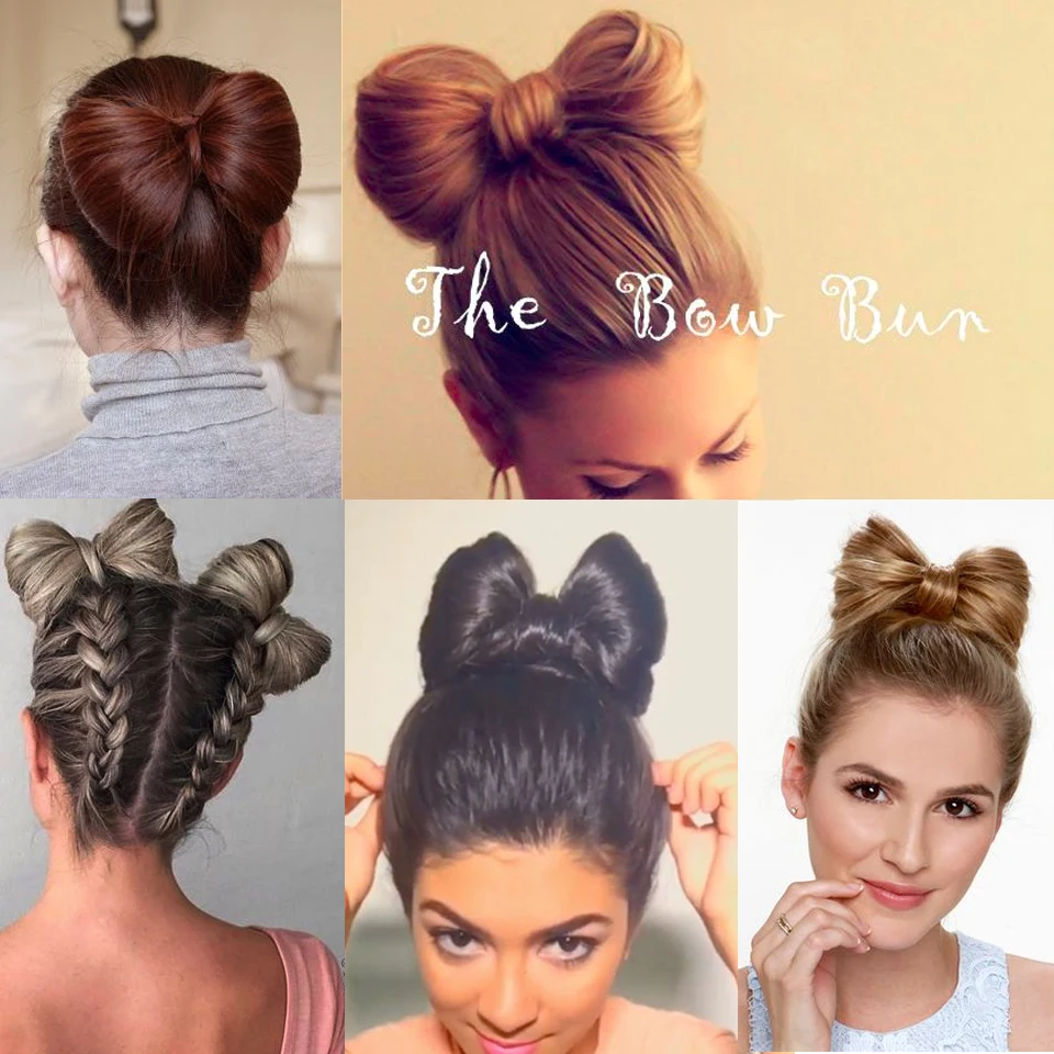 DIFEI Synthetic Hair Bow Buns Clip Bun Hairstyle Bow Hair Accessories For Women Brown Black Chignon Hairpins Wig Hair Bun