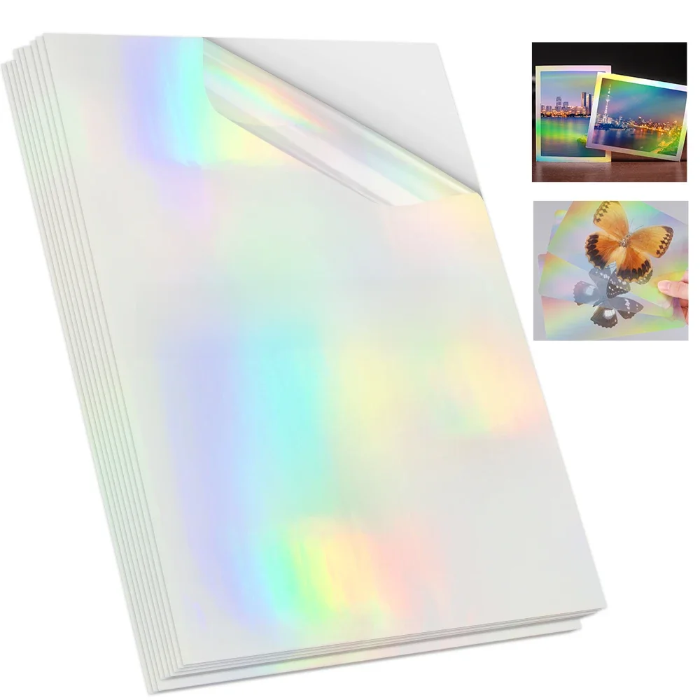 10 arkuszy holograficzna folia do laminowania na zimno A4 złamane szklane gwiazdy samoprzylepna folia papierowa pakiet do majsterkowania karta folia do laminowania zdjęć — zdjęcie 2