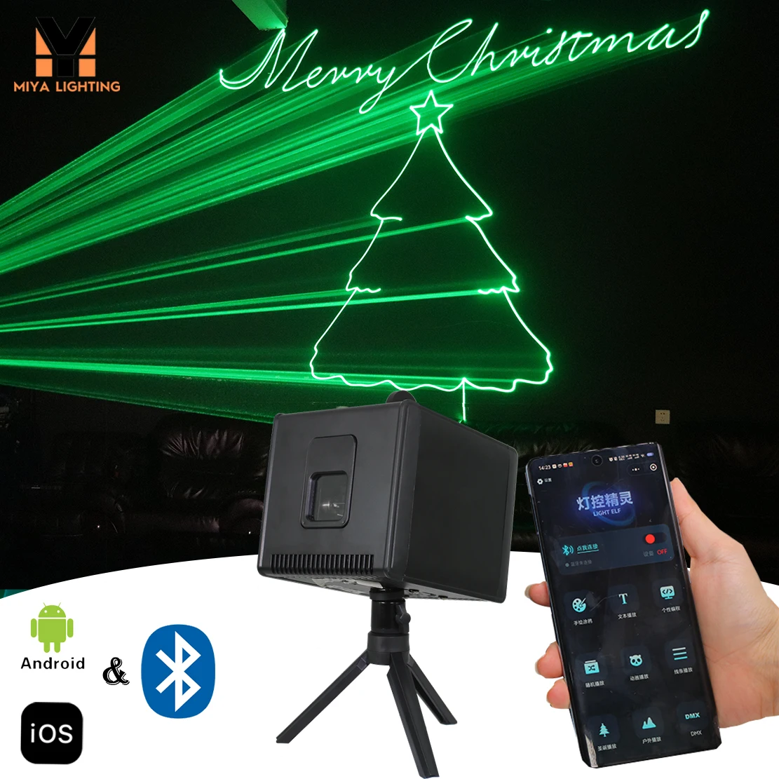 

Merry Christmas portable 4W full color APP control animation laser lights DJ Disco Bar Club Wedding holiday laser Lights