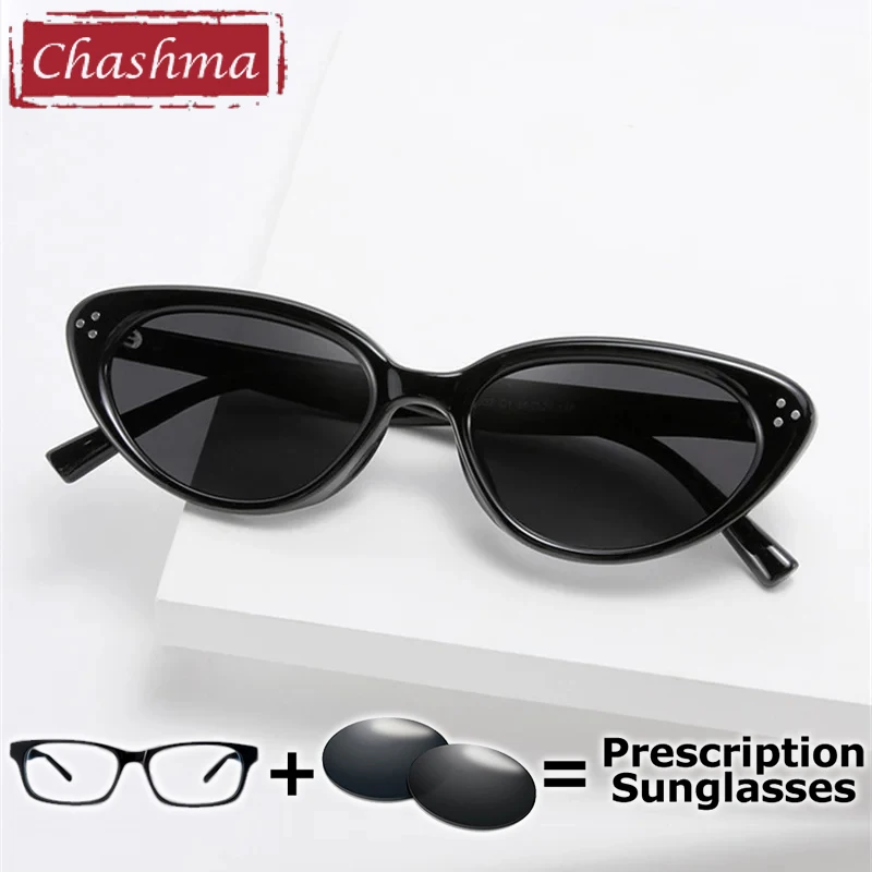 

Chashma Prescription Glasses Cat Eye Sunglasses Women Myopia Polarized Dark Gray UV400 Protection for Female Progressive Eyewear