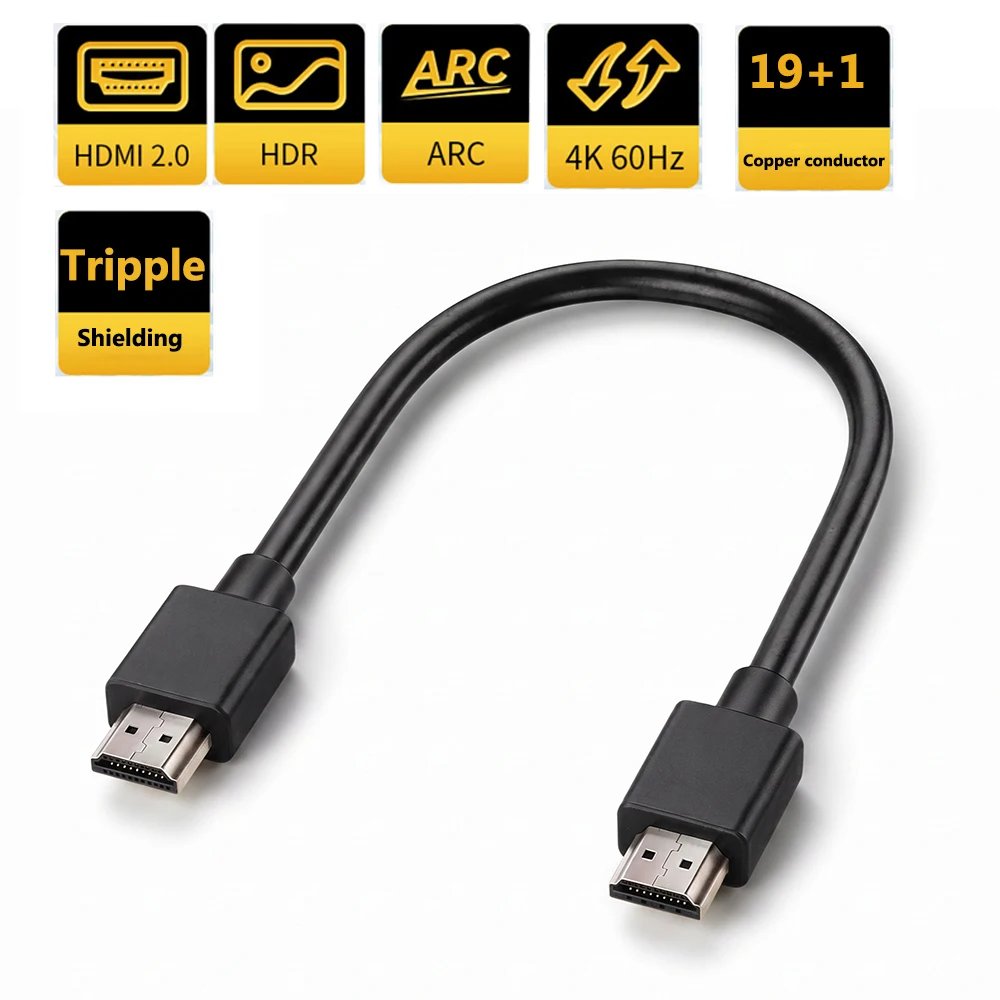 Ultra-Kurzes HDMI 2.0 Kabel 4K 60Hz 15CM 4K HDR HDMI-Kabel mit Unterstützung für Arc/CEC/Dolvision für Yandex TV Apple TV Box PC HDTV