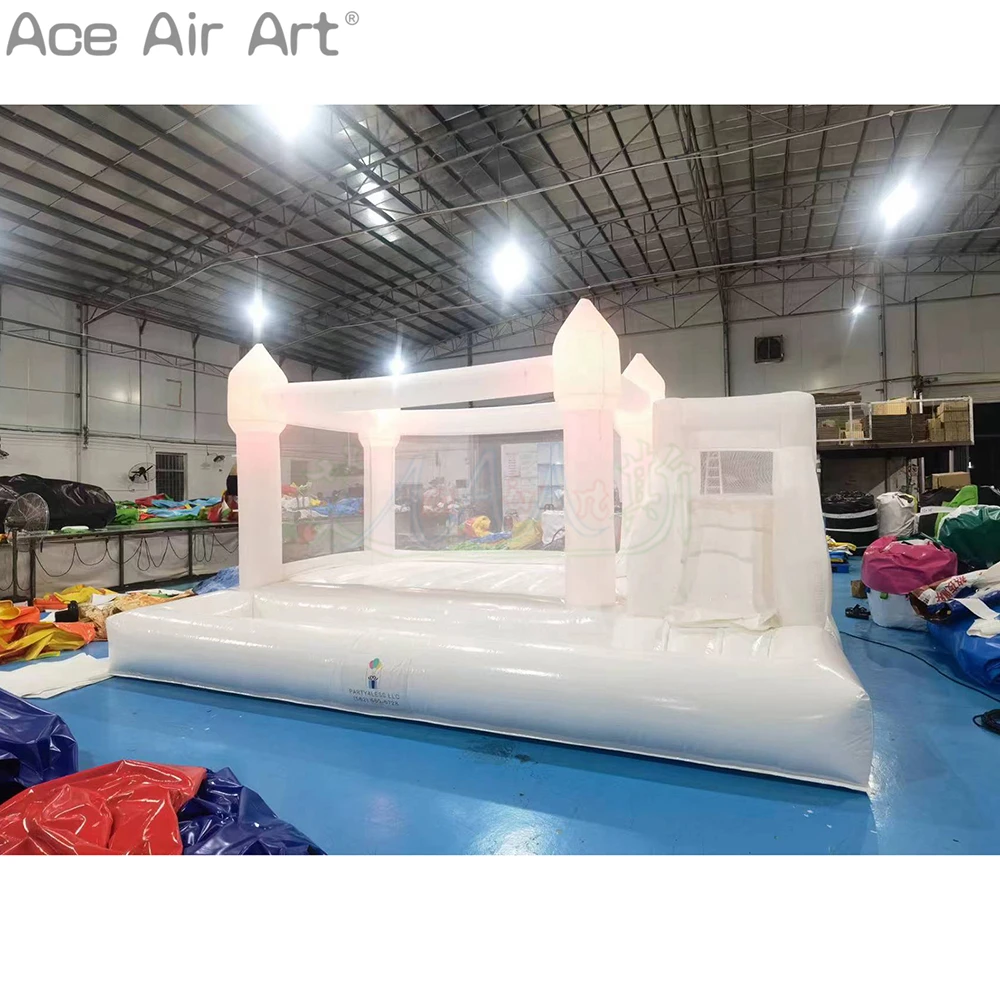 Door to Door Wedding Bouncer Inflatable Party Jumper Bouncy Event Trampoline with RGB Lights for Business Rental by Ace Air Art