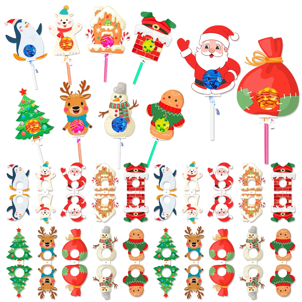 10/20 stücke Weihnachten Lutscher Papier Karten Cartoon Santa Claus Schneemann Weihnachten Baum Elch Muster DIY Süßigkeiten Halter Neue Jahr geschenk tags