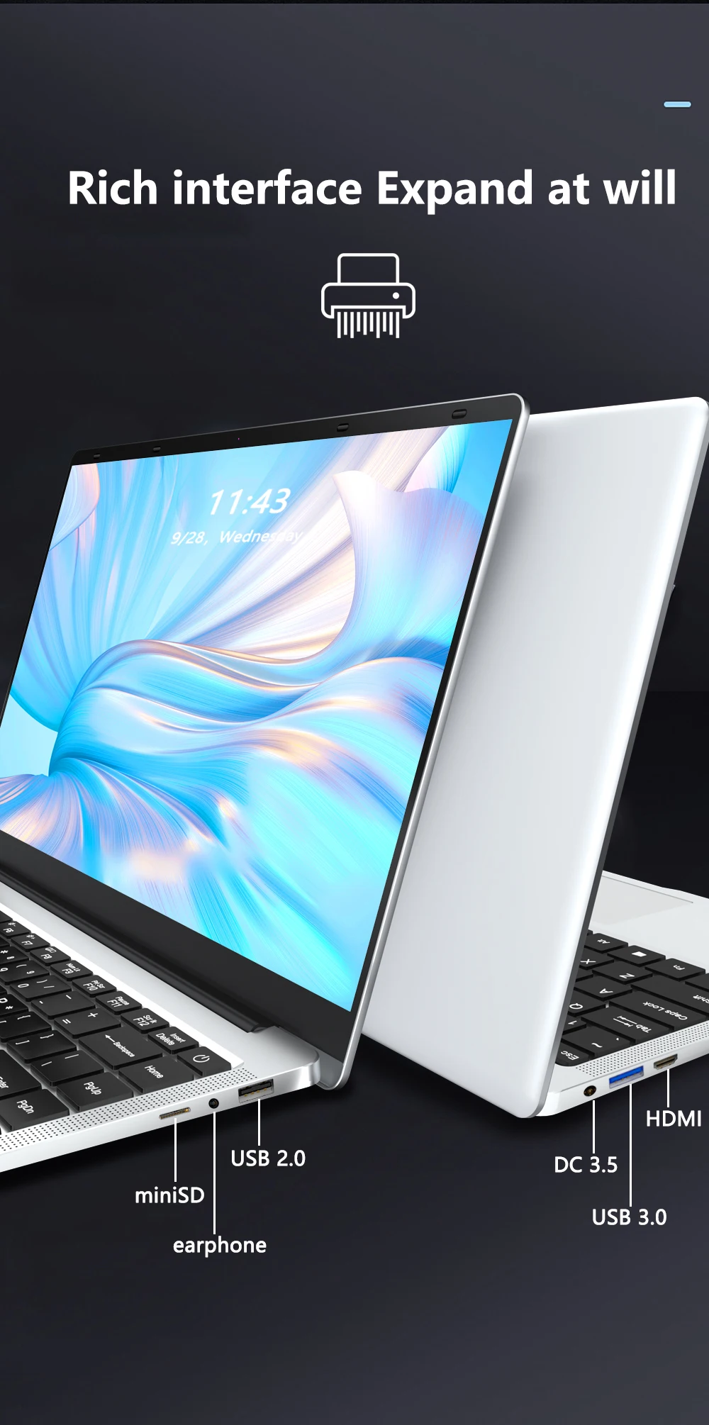 14 Inch Student Notebook Intel Celeron J4125 8GB RAM 256GB SSD Windows 11 Cheap Computer With WiFi Camera Bluetooth